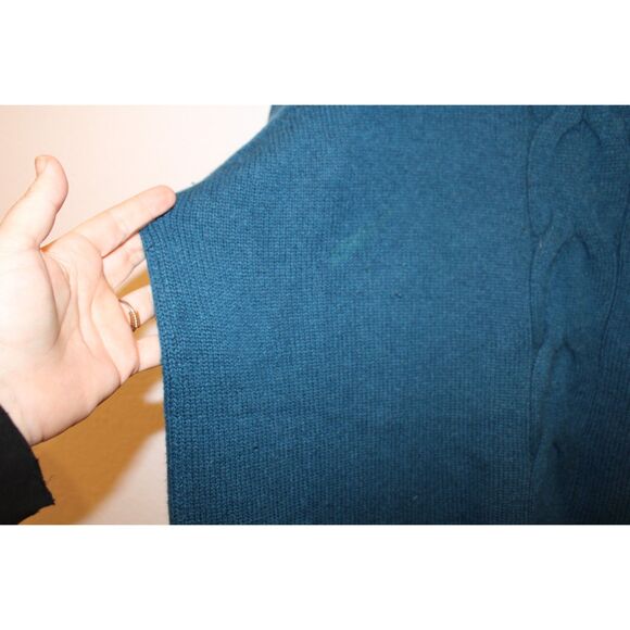 Garnet Hill Cable-Detail Cashmere Tunic Sweater size large teal - Picture 7 of 9